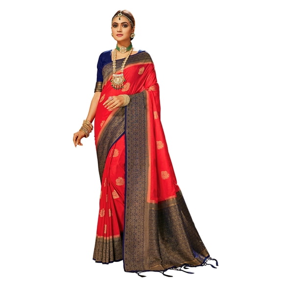Traditional Ethnicwear Red Banarasi Art Silk Woven Saree