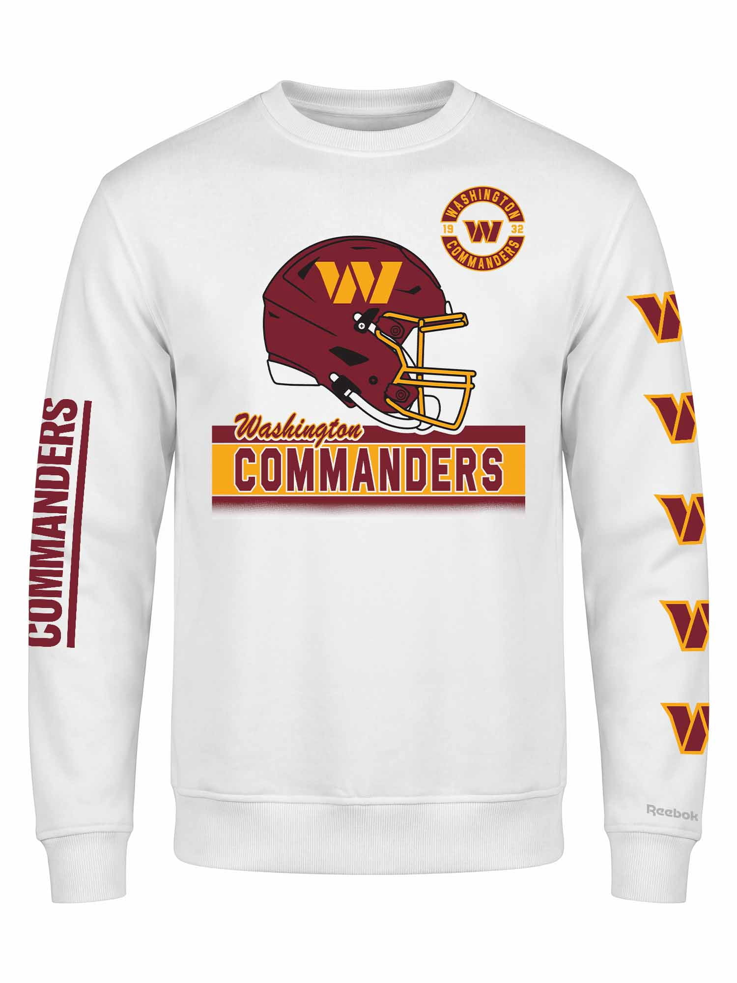 Washington Commanders Reebok Mens White Crew Sweatshirt