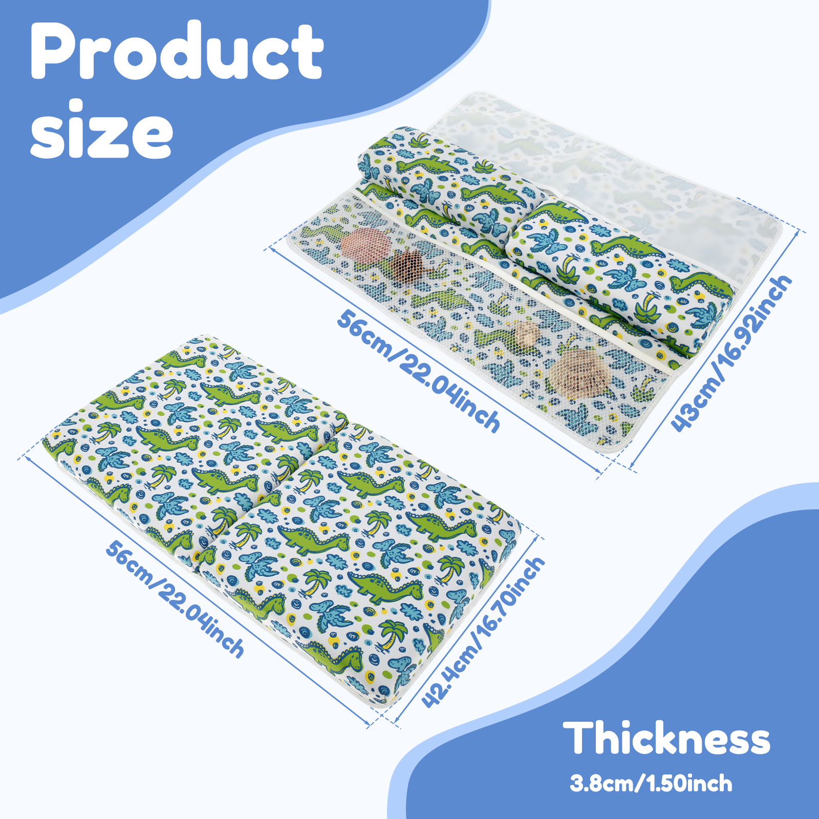 Pcapzz Baby Bath Kneeler and Elbow Rest Pad Set Nonslip Baby Bathtub Kneeling Pad Waterproof Bathtub Elbow Support Pad with 4 Side Pockets Painless Baby Bathtub Kneeler Mat for Baby Bathing