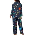 thumbnail image 2 of Suhoaziia Women Nightwear Pajama Sets Star Pattern Comfortable Snug-Fit 2 Packs Button-Down Loungewear Crew Neck Jogger Loose Sleep Set Size 4XL Long Pant with Pocket Shirt, 2 of 6