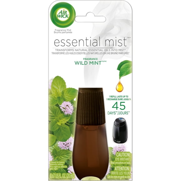 Air Wick Essential Mist Recharge pour Diffuseur d'Huile Aromatique Parfumée, Menthe Sauvage, Assainisseur d'Air