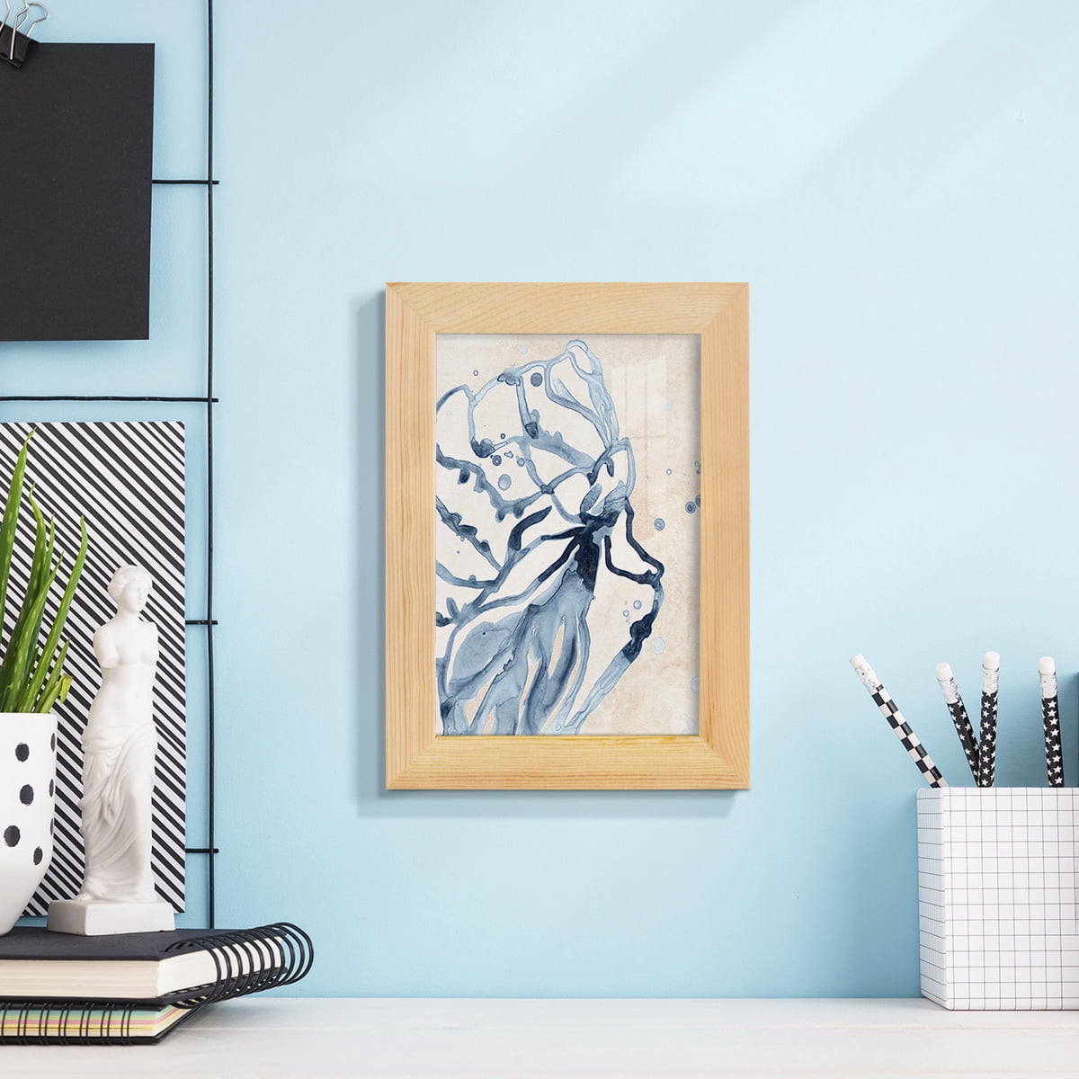 Water Shells I - Framed Print w/glass - Natural Wood
