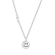ISAACSONG Stainless Steel Happy Sad Spin Pendant Silver Chain Necklace for Men and Women