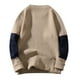thumbnail image 3 of Gibobby Suéter de cuello redondo para hombre Sudadera de forro polar para hombre, suéter de mezcla de algodón, sudadera con cuello redondo para hombre(Caqui,Grande), 3 of 4