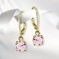 thumbnail image 3 of Simulated Morganite Yellow Gold Flashed Sterling Silver 6mm Round Dangle Leverback Earrings, 3 of 4
