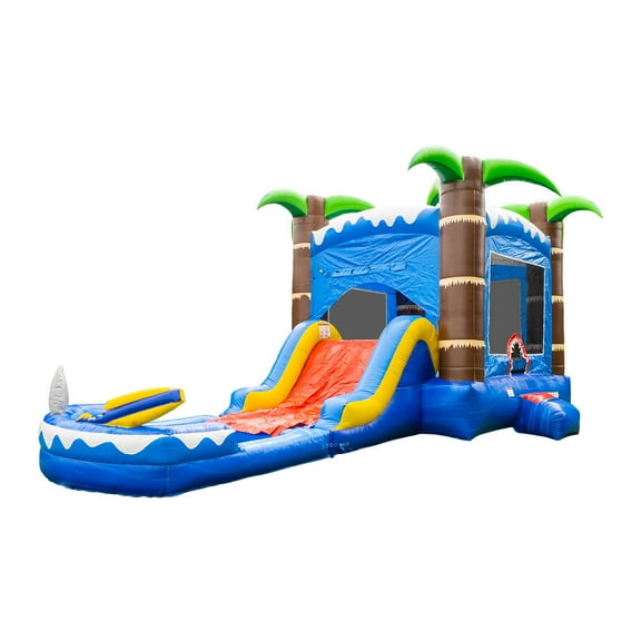 HeroKiddo Ocean Shark 26' Commercial Bounce House Water Slide with Splash Pool (with Blower)