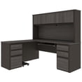 thumbnail image 4 of Bestar Prestige Plus 6 Piece L Shaped Computer Desk with Hutch in Bark Gray, 4 of 12