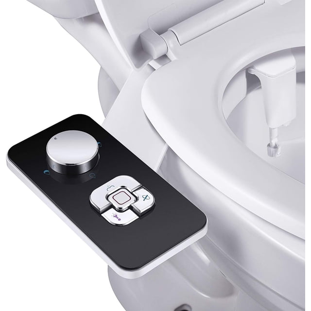 Accesorio para bidé, accesorio para asiento de inodoro para bidé de agua fría no eléctrico con controles de presión, boquillas dobles autolimpiantes retráctiles para lavado frontal y trasero