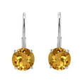 thumbnail image 2 of MauliJewels Earrings for Women 1.3 Carat 6MM Round Citrine Leverback Earrings Carat 14K White Gold 4-prong, 2 of 5