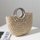 thumbnail image 2 of Bolso de playa de verano para mujer, bolso de mano grande de paja hecho a mano, bolso de mano para mujer, bolso de verano tejido a mano tipo hobo, 2 of 6