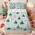 thumbnail image 2 of Manfei Father Christmas Zipper Full Size Comforter Sets with Fitted Sheet and 2 Pillowcases Santa Zipper Bedding Set, Cream Green, Xmas Reversible, 2 of 7