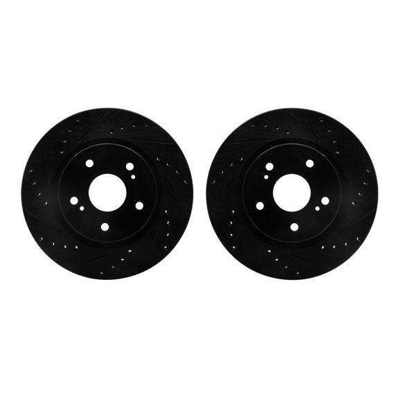 Dynamic Friction Company Front Brake Rotors-Drilled and Slotted-Black 8002-01005