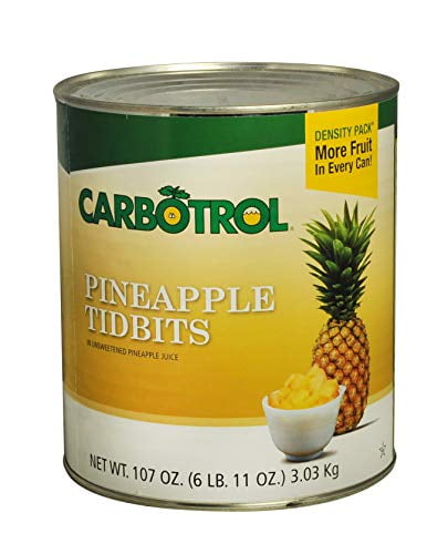 Carbotrol #10 Juice Packed Canned Fruit, Pineapple Tidbits (1 - 107oz Can)