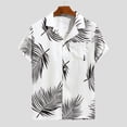 thumbnail image 2 of Camisas Vaqueras Para Hombre Manga Larga Camisa de manga corta con cuello vuelto y estampado informal de verano para hombre (Black, L), 2 of 7