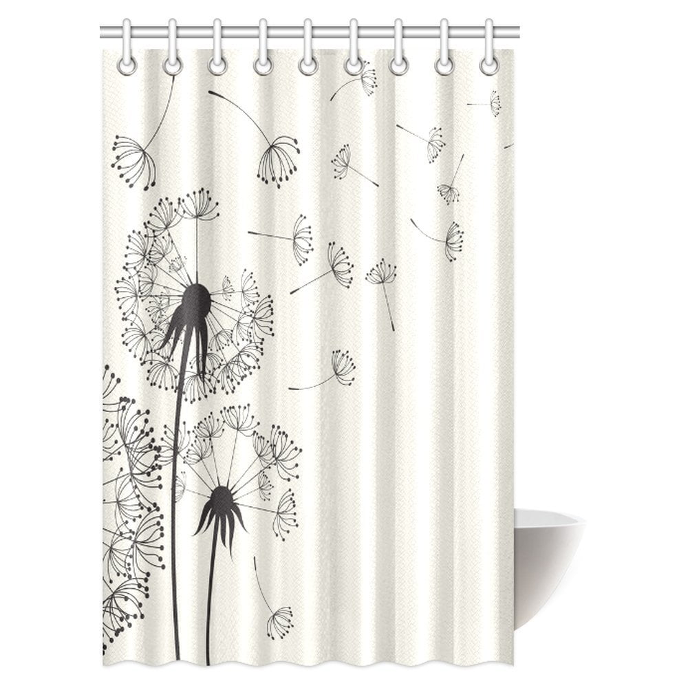GCKG Dandelions Shower Curtain, Flying in the Wind Dandelion Thistle