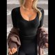 thumbnail image 4 of Camisetas de Larga con Cuello en V para Mujer, Camisetas Básicas de Entrenamiento, Top Deportivo de Yoga, Top Corto Informal. Negro M, 4 of 7