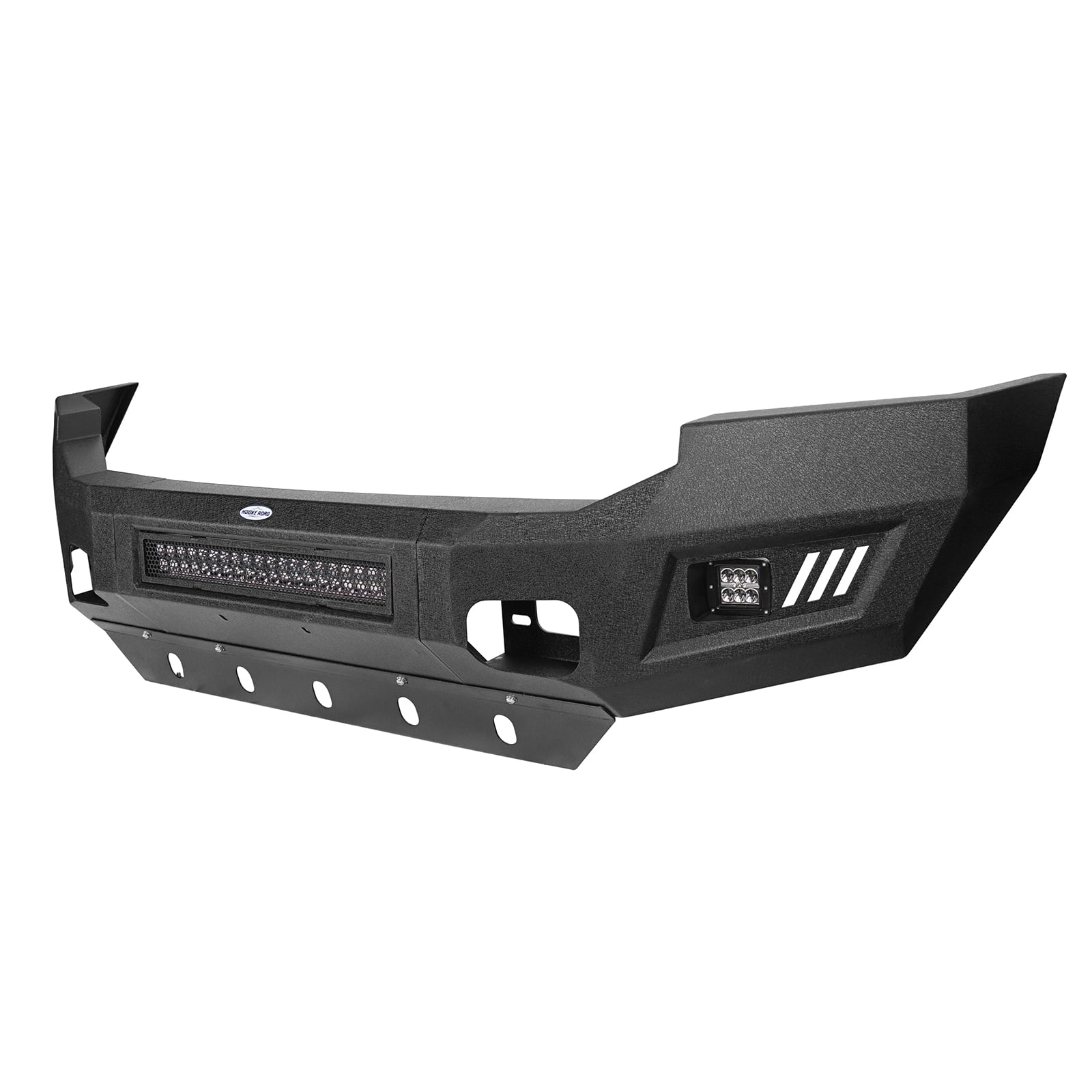 Hooke Road Fit Ford F-250 2005 2006 2007 Steel Front Bumper with Skid Plate & 120w LED Light Bar
