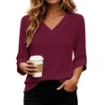 thumbnail image 6 of Qiggri 3/4 Length Sleeve Womens Tops Dressy Casual Blouses V Neck T Shirts Summer Tops Spring Outfits Loose Fit S, 6 of 7