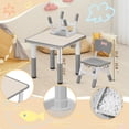 thumbnail image 2 of Kids Table and Chairs Set - 23.6" L x 23.6" W Height Adjustable Toddler Desk, Non-Slip Kids Chair with Graffiti Desktop for Ages 2-8, for Home Preschool Classroom Daycare, Grey, 2 of 7