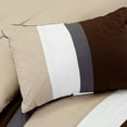 thumbnail image 5 of WPM 7 Piece Modern Design Comforter Set Multicolor Grey/Coffee Brown/Beige Taupe Embroidered Bed in a Bag Professional Bedding Set-Leni (Queen), 5 of 7