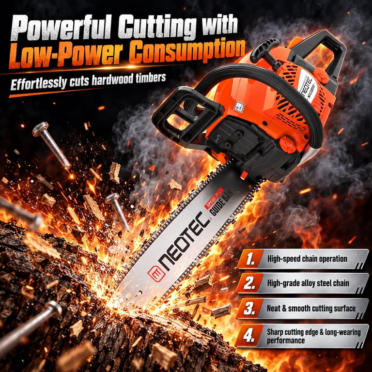 Neotec, Gas Powered Chainsaw, 20 inch, 62cc 2-cycle - Walmart.com
