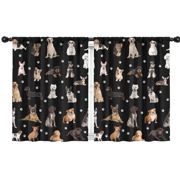 Blackout Kids Curtains,Dog Breeds Childrens Insulated Curtains Set Of 2,Bedroom Essentials,Toddler Room Decor 42x54in(106x137cm)