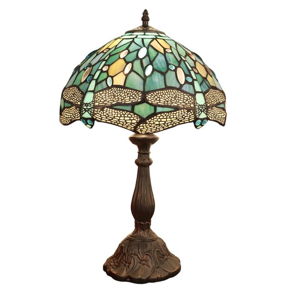 CHLOE Lighting SUNNIVA Dragonfly Tiffany-Style 1-Light Table Lamp 12" Shade