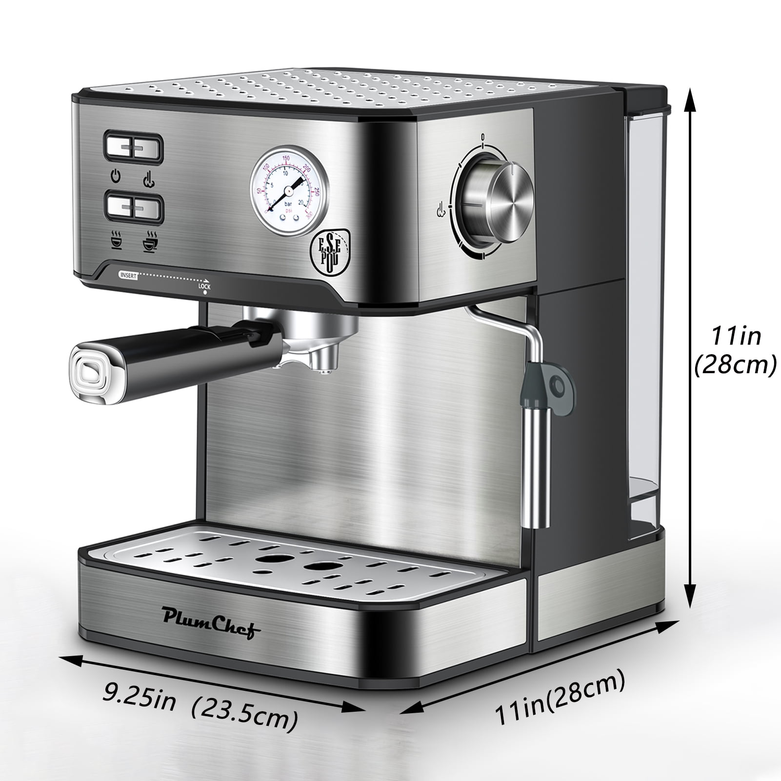 Aukfa 20-Bar Espresso Coffee Machine with Milk Frother, ESE Pod Compatible Barista Maker with Pressure Gauge & 1.6L Removable Water Tank for Latte & Cappuccino
