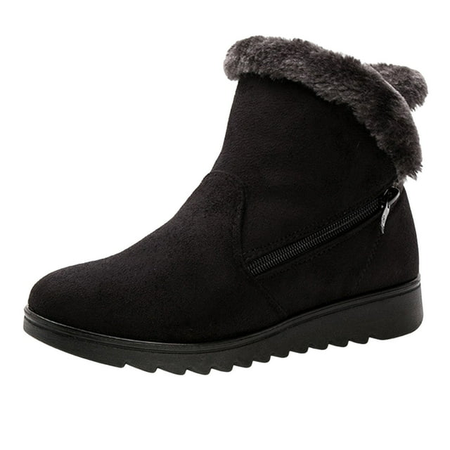 Kyusrd Bottes d'Hiver pour Femmes Bottines Femmes Mode Chaussures d'Hiver Chaudes Bout Rond Talon Moyen Bottes à Tige Moyenne