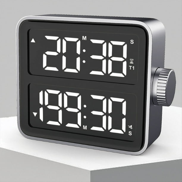 Temporizador Digital LCD Grande para Cocina, Temporizador de Cocina de Doble Pantalla, Ideal para Estudio en Interiores, Dormitorio, Mesita de Noche y Escritorio.