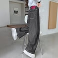 thumbnail image 4 of SGMVNU Girls' Casual Denim Pants Loose Fit Elastic Waist Fashion Wide Leg Jeans for Little and Girls Daily Wear, Size 9-10 Years, Black, 4 of 7