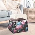 thumbnail image 5 of Foldable Fabric Storage Bin With Handle Collapsible Basket Box Storage With Lid Organizer Rococo Roses, 5 of 7
