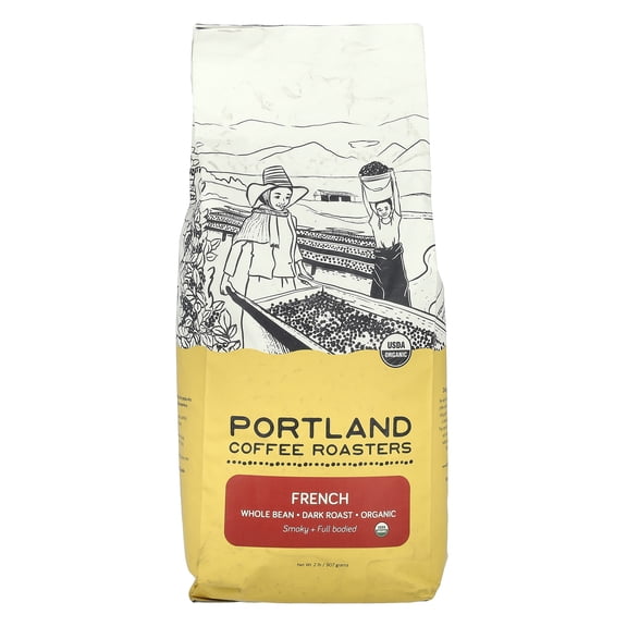 Portland Coffee Roasters Organic Coffee, Whole Bean, Dark Roast, French, 2 lbs (907 g)