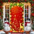 thumbnail image 5 of PuSpu Christmas Door Curtain 185x90cm Red Polyester Reusable Festive Panel, Snowflake & Holly Print, Holiday Entrance Decor, Easy Hang & Store, Seasonal Home Accent, 5 of 6
