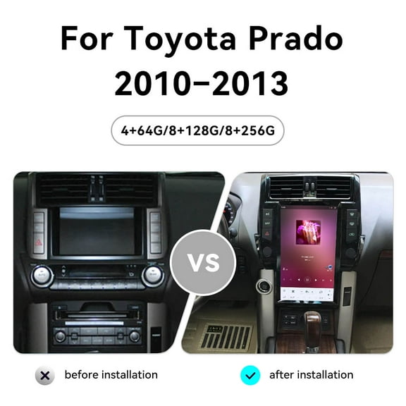 Aotsr 13.6 inch Tesla style screen car radio player for Toyota Prado 2010-2013 Android head unit IPS touch screen car GPS navigation multimedia player