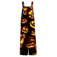 thumbnail image 4 of Women's Halloween Jumpsuits Skeleton Ghost Halter Backless Horror Overalls Skull Witch Hat Wide Leg Funny Rompers, XL, 4 of 5