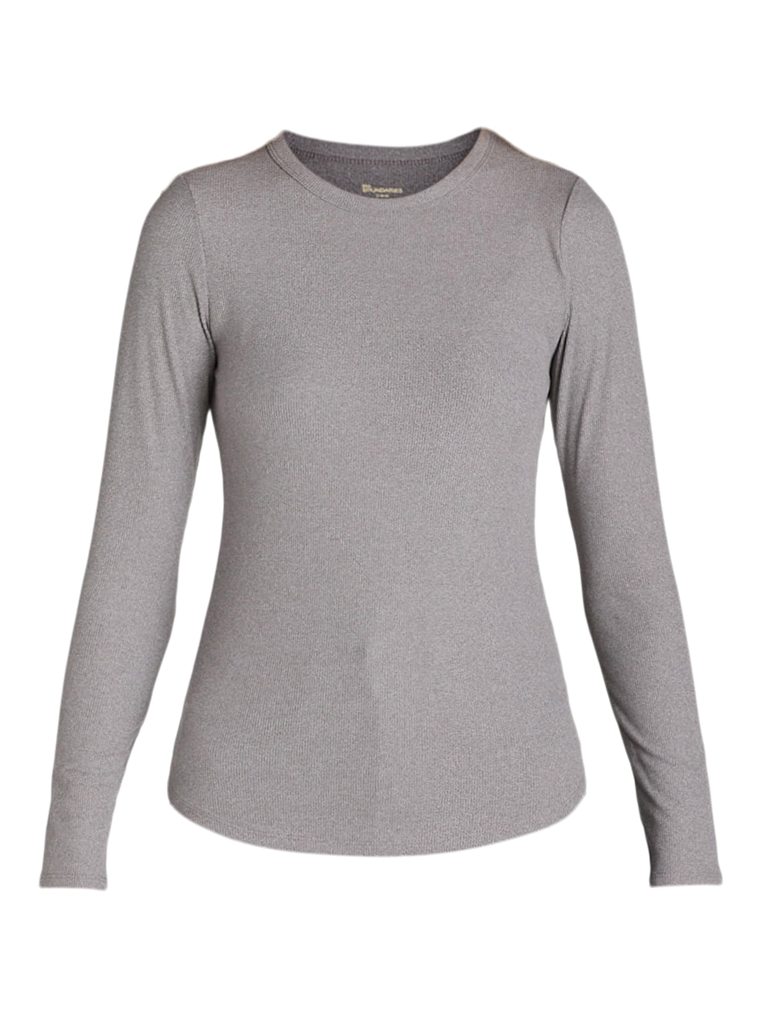 No Boundaries Ribbed Crewneck Tee with Long Sleeves, 1 or 2-Pack, Women's & Women's Plus XXS-XXL