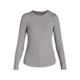 thumbnail image 5 of No Boundaries Ribbed Crewneck Tee with Long Sleeves, 1 or 2-Pack, Women's & Women's Plus XXS-XXL, 5 of 5