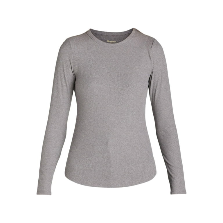 No Boundaries Ribbed Crewneck Tee Women Long Sleeve Fitted