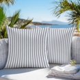 thumbnail image 3 of Throw Pillow Covers 20x20 Inch Set of 2, Navy Blue Striped Waterproof Outdoor Pillow Covers, Navy Blue White Stripes Farmhouse Decorative Cushion Pillowcases for Couch, Sofa, Bed, Garden, Patio, 3 of 9