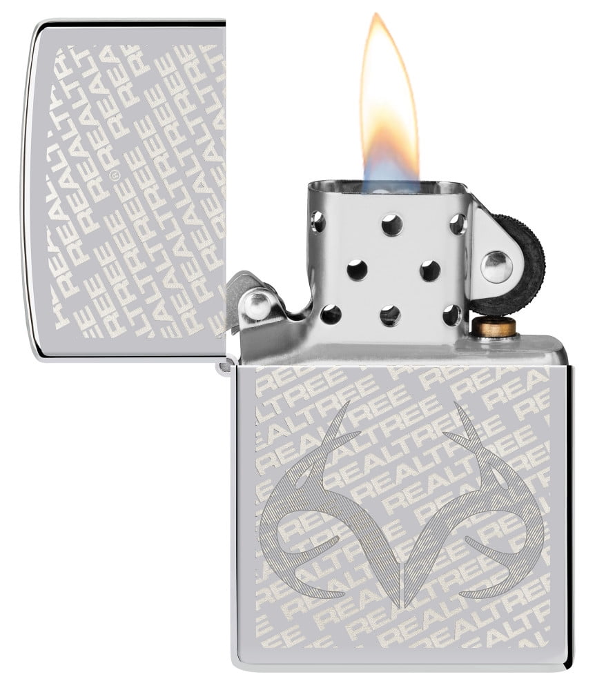 Zippo Lighter: Realtree Logo with Antlers, Engraved - High Polish Chrome 48751
