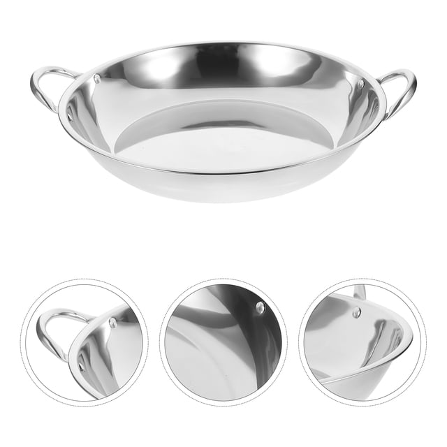 GARVALON 1Pack Wok Pan Stainless Steel Practical Design for Cooking Experience