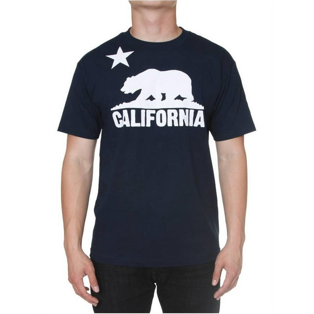 Mens Short-Sleeve California Bear Logo T-Shirt - Navy - Large