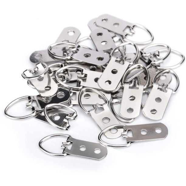 KINJOEK 200 PCS Heavy Duty D Ring Hangers Silver D Ring Picture Hangers