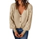 thumbnail image 1 of Gibobby Sueter para mujer Suéter de punto de manga larga para mujer cárdigan abierto con botones ropa exterior suelta(Beige,CH), 1 of 5