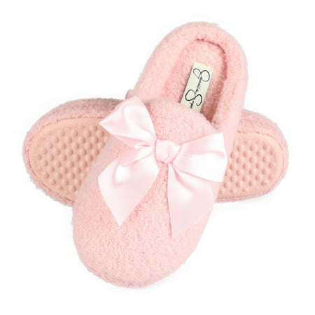 

Jessica Simpson Girls Slip-On Clogs - Fuzzy Comfy Warm Memory Foam Sherpa Slippers with Satin Bow