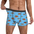 thumbnail image 3 of Men's Boxer Briefs, Capybaras Blue Soft Comfy Mens Underwear Boxer Briefs Breathable With Widen Waist, 3 of 7
