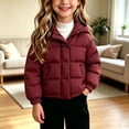 thumbnail image 4 of Kids Winter Hooded Puffer Coat, Girls Thick Warm Windproof Long‑Sleeve Solid Color Outerwear for Cold Winter Days | CSEONE, 4 of 9
