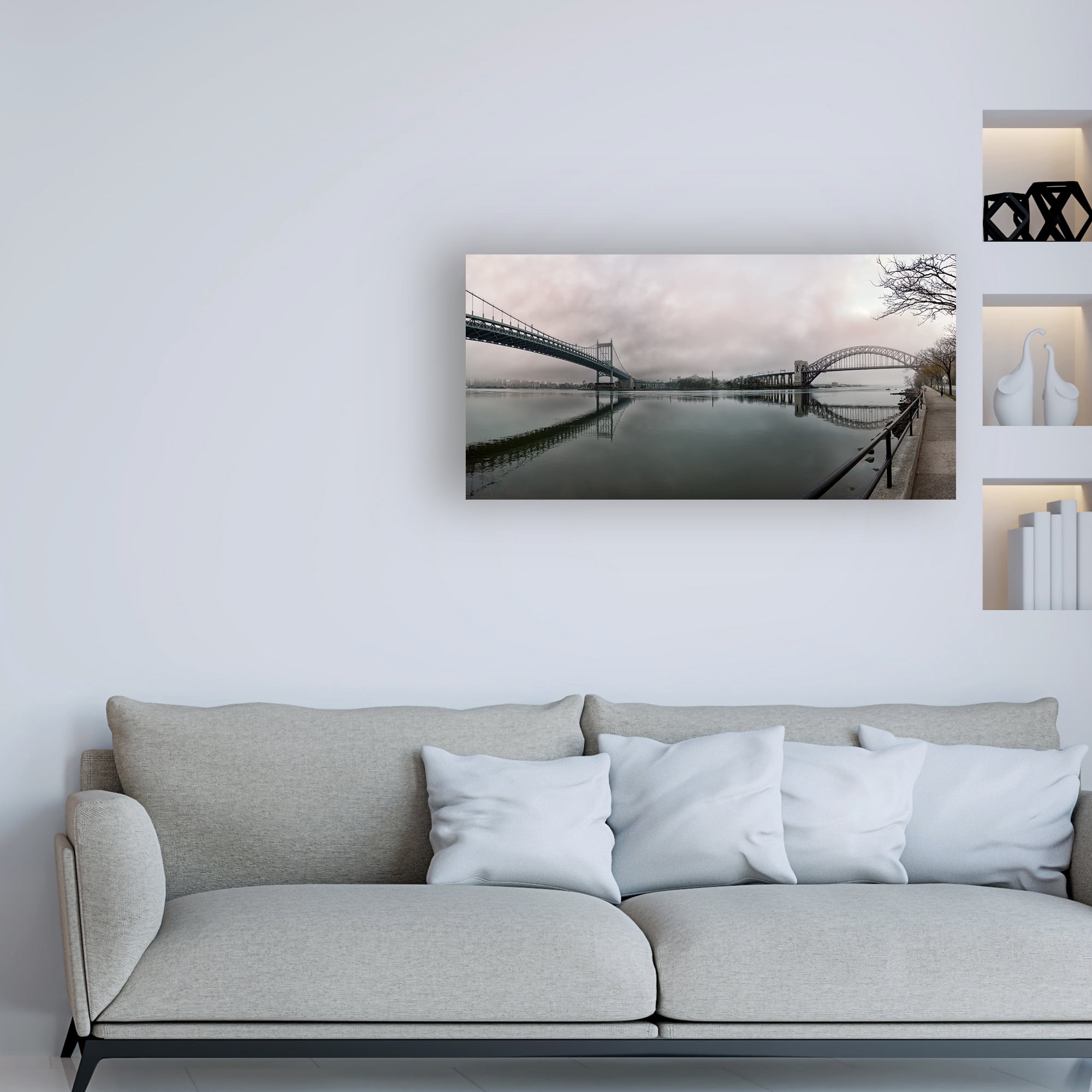 Trademark Fine Art 'Bridges of the East River NYC' Canvas Art by David Ayash