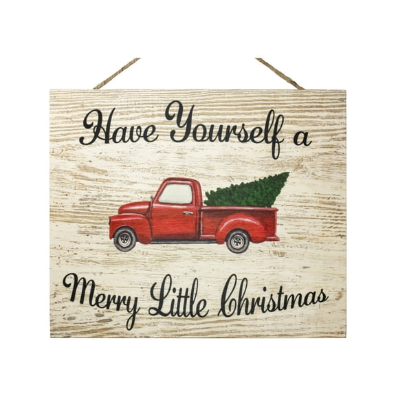 JennyGems Red Truck Christmas Sign | Have Yourself A Merry Little Christmas | Christmas Decor | Made in USA Wood Sign, Home Accent